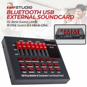 JualTaffSTUDIO Bluetooth USB External Soundcard Live Mic Headset – V8 Plus