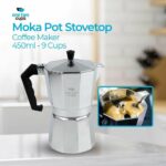 One Two Cups Coffee Maker Moka Pot Teko Stovetop Filter 450 ml 9 Cup - JF112