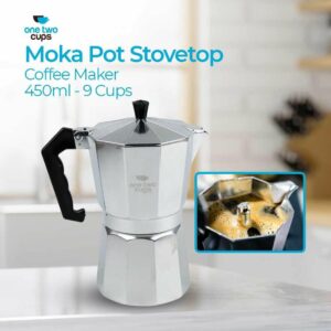 One Two Cups Coffee Maker Moka Pot Teko Stovetop Filter 450 ml 9 Cup - JF112