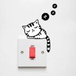 Stiker Dinding Lucu Sleeping Cat Wallpaper