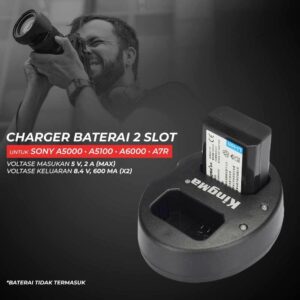 KingMa Charger Baterai 2 Slot Sony A5000 A5100 A6000 A7R - KM-FW50