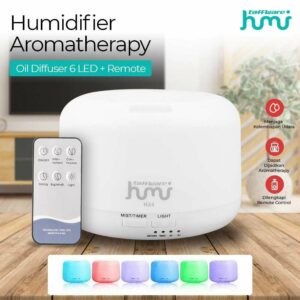 Taffware HUMI Humidifier Aromatherapy Oil Diffuser 6 LED + Remote - H24