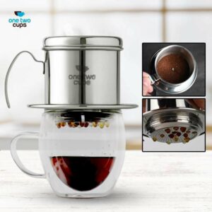 One Two Cups Filter Saring Kopi Vietnamese Coffee Pot Stainless - LC2