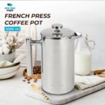 One Two Cups French Press Coffee Maker Pot Stainless Steel - FP1L