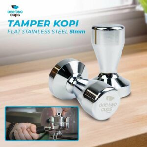 One Two Cups Tamper Kopi Espresso Flat Stainless Steel 51mm - SS51
