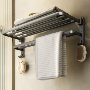 JualLISM Rak Dinding Kamar Mandi Gantungan Handuk Double Layer Foldable – L60