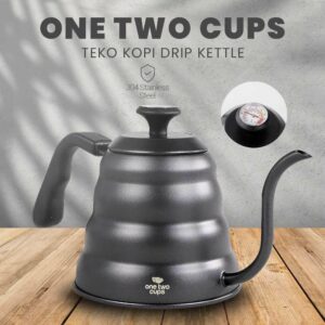 One Two Cups Teko Kopi Maker Pot Drip Kettle with Thermometer - KE4012